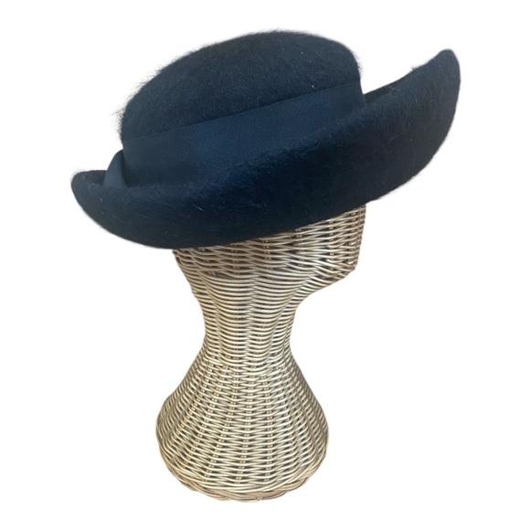 Melosoie Womens Vintage Black wool Wide Roll Brim Hat Retro Mid Century Glam main image 5
